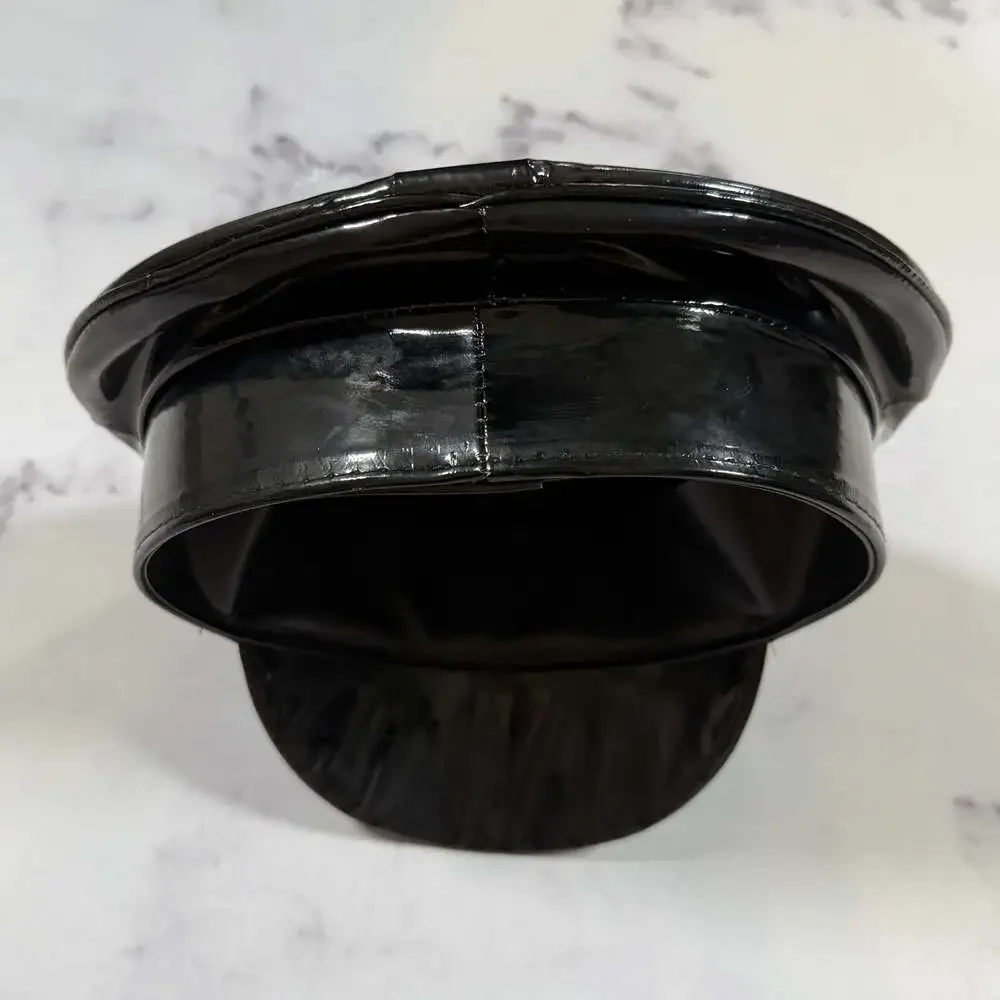 Funk Plus HT242 Bondage Ring Black Patent Vinyl Captain Hat